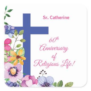 Personalize, 60th Anniversary Nun Religious Life Square Sticker