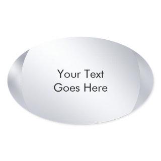Personalize Add Your Text Metallic Silver Look Oval Sticker