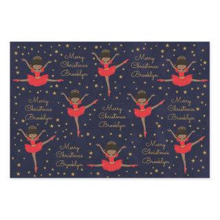 Personalize African American Christmas Ballerina  Sheets