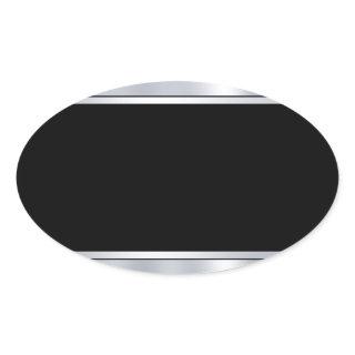 Personalize Blank Template Faux Silver Black Oval Sticker