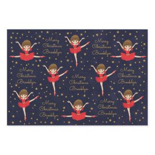 Personalize Brunette Christmas Ballerina  Sheets