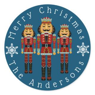 Personalize Christmas Nutcrackers Classic Round Sticker
