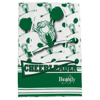 Personalize Dark Green Cheerleader Medium Gift Bag