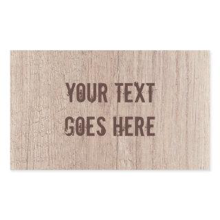 Personalize Distressed Text Brown Wood Board Rectangular Sticker