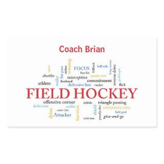 Personalize, Field Hockey Coach Thank You in Words Rectangular Sticker