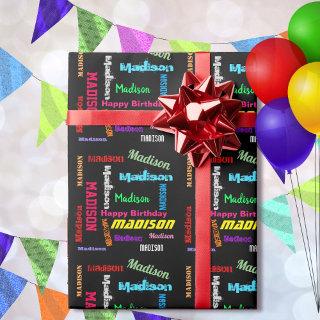 Personalize Name Bold Colors Happy Birthday Gift