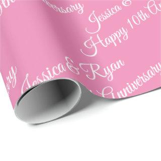 Personalize Names, Happy Anniversary, Pink