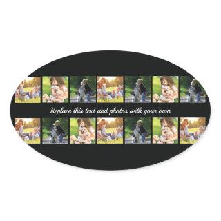 Personalize photo collage and text oval sticker