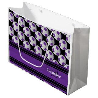 Personalize Purple Soccer Balls Large Gift Bag