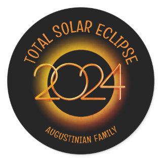 Personalized 2024 TOTAL SOLAR ECLIPSE Family Classic Round Sticker