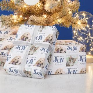 Personalized 2 Photo Pet Dog JOY Blue Holiday Gift
