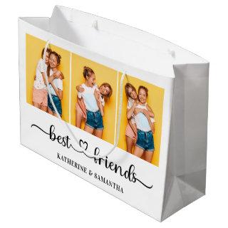 Personalized 3 Photo Collage Best Friends Forever  Large Gift Bag