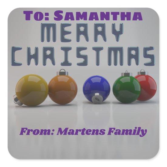 Personalized 3d Ornaments Design Christmas  Square Sticker