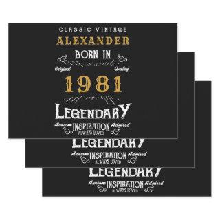 Personalized 40th Birthday Born 1981 Vintage Black  Sheets