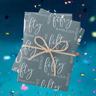 Personalized 50 and Fabulous Modern Script   Sheets