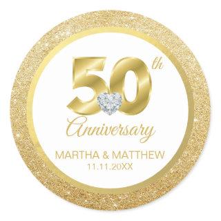 Personalized 50th Gold Wedding Anniversary Classic Round Sticker