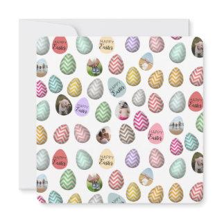 Personalized 6 Photo Pastel Easter Egg Pattern Holiday Card