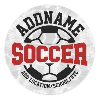 Personalized ADD NAME Soccer Player Team Tie-Dye Classic Round Sticker