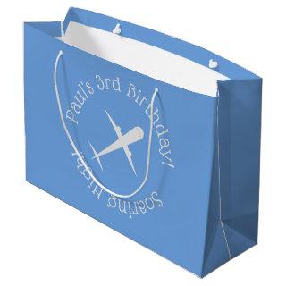 Personalized Airplane on Blue, Soaring High Large Gift Bag