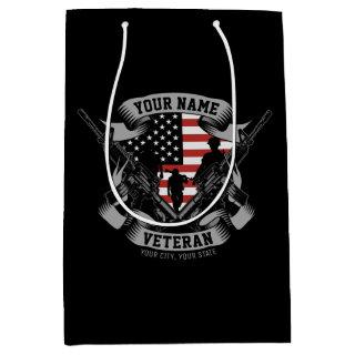 Personalized American Veteran Proud Vet USA Flag   Medium Gift Bag