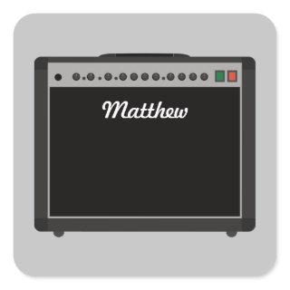 Personalized Amplifier Illustration for Musicians Square Sticker