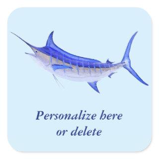 Personalized Artistic Blue Marlin Fish Square Sticker