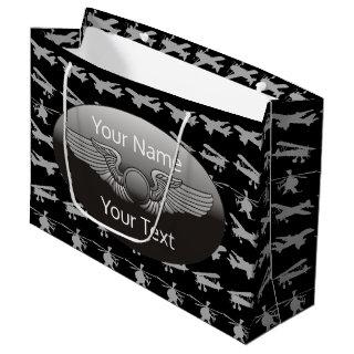 Personalized Aviation Wings Aircraft Large Gift Bag