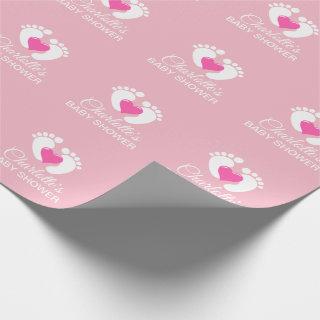 Personalized BABY SHOWER Pink Feet Heart GIRL