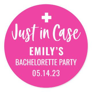 Personalized Bachelorette Just in Case  Classic Round Sticker