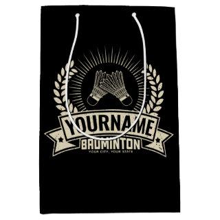 Personalized Badminton Player Name Racquet Sports Medium Gift Bag