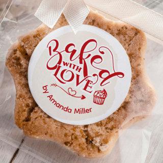 Personalized Baked With Love Holiday Baking Classic Round Sticker