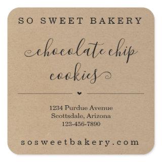 Personalized Bakery Food Sticker  Kraft Background