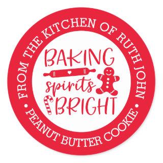 Personalized Baking Spirits Bright Holiday Baking  Classic Round Sticker