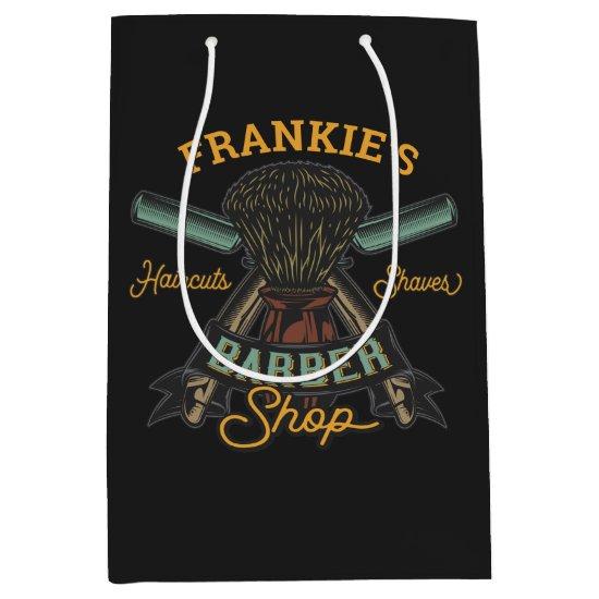Personalized Barber Shop Retro Haircuts Shaves Medium Gift Bag