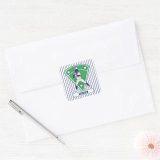 Personalized Baseball Batter Star Blue Square Sticker