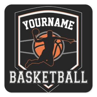 Personalized Basketball Player NAME Slam Dunk Team Square Sticker