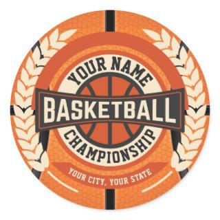 Personalized Basketball Team Player Custom Athlete Classic Round Sticker