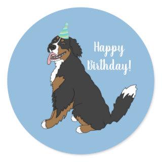 Personalized Bernese Mountain Dog Birthday  Classic Round Sticker