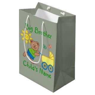 Personalized Big Brother Cute Bear Stroller Medium Gift Bag