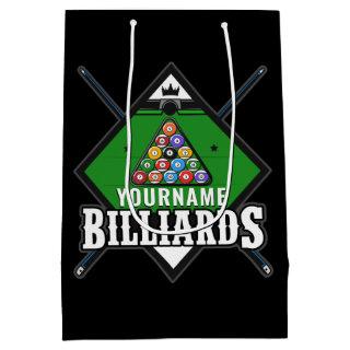 Personalized Billiards NAME Cue Rack Pool Room   Medium Gift Bag