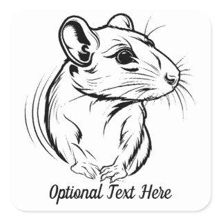 Personalized Black and White Pet Rat Square Sticker