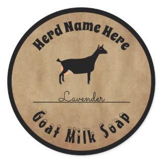 Personalized Black Dairy Goat Milk Soap Classic Round Sticker