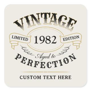 Personalized Black Gold Vintage Aged To Perfection Square Sticker