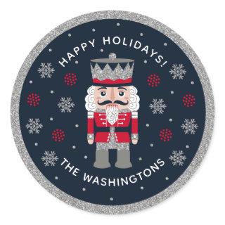 Personalized Black Red Glitter Nutcracker Sticker