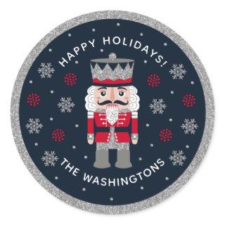 Personalized Black Red Glitter Nutcracker Sticker