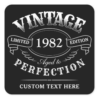 Personalized Black Vintage Aged To Perfection Square Sticker