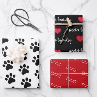 Personalized Black White Red Dog Themed Holiday   Sheets