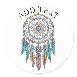 Personalized Blue Dreamcatcher Mystical Classic Round Sticker