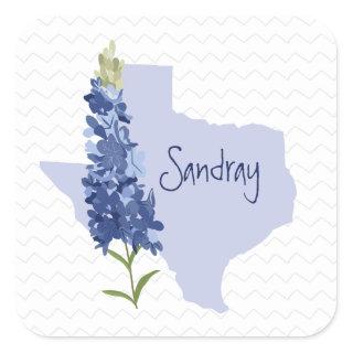 Personalized Bluebonnet Texas Square Sticker
