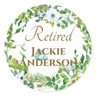 Personalized Botanical RETIRED Retirement Stickers